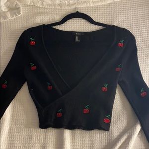 Cherry black crop top